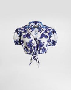 Сорочка из поплина с принтом «майолика» Dolce & Gabbana, принт