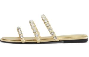 Скользостойкие шлепанцы на композитной подошве со стразами 1,3 см Женские BLACK TEXTURED/Желтый CHARLES&KEITH, BLACK TEXTURED Черный Текстур