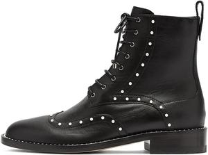 Женские ботинки Pazzion с круглым носком, украшенные бусинами, на низком массивном каблуке, шнуровка, молнии, ботильоны, повседневные, для вечеринок, на плоской подошве, размеры 4-16 US