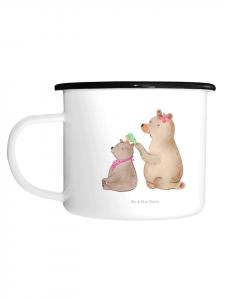 Эмалированная кружка XL Медведь-ребенок без слов, белый цвет Mr. & Mrs. Panda