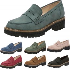Лоферы для женщин, элегантные удобные слипоны на платформе, массивные замшевые лоферы, подходящие для прогулок и платьев, женские осенние туфли Generic, A8-Green