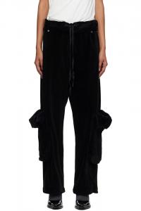 Велюровые брюки-карго с подвернутым поясом Open Yy, черный