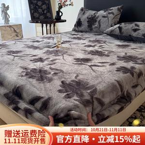 Boyang Простыня на резинке из кроличьего флиса 200х220 см, цвет Floral Gray