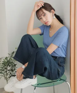 Летний вязаный топ с короткими рукавами, красивый фасон, сшитый по индивидуальному заказу, для женщин Pourvous, цвет Blue