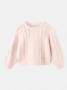Детский джемпер с круглым вырезом и бахромой Fleck Mango, Pink