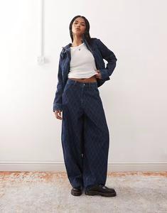 Джинсы X006 XL с принтом «воздушные шары» и ромбами, после полоскания Collusion, темно-синий