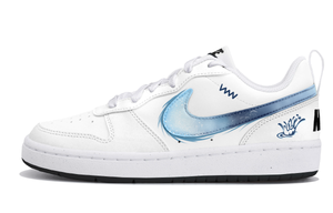 Nike Кроссовки для скейтбординга Court Borough Blue Wave Clear Wave Low top Kids' White Blue для подростков