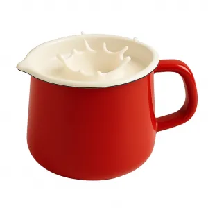 Эмалированная молочная кастрюля 1,7 л - с носиком и ручкой - Ø16 см - для всех типов плит - красная Silesia Emalia