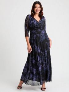 Verity Floral Wrap Maxi Dress Scarlett & Jo, Black/Violet