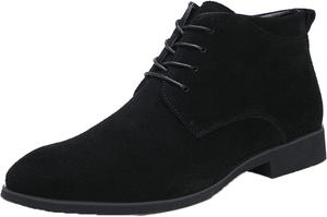 Мужские британские вечерние кожаные ботинки с острым носком, зимняя обувь Generic, черный