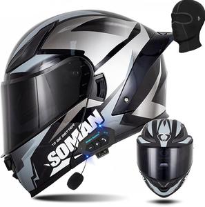 Шлем мотоциклетный CYYFULE-888 Bluetooth, черный / серый