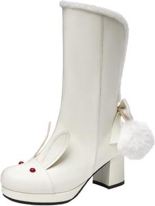 Женские ботильоны с низким каблуком 3 см, боковой молнией, платформой, для горничной, на щиколотке, модные Лолита, короткие ботинки-принцессы LYYSKY, White(3-15)