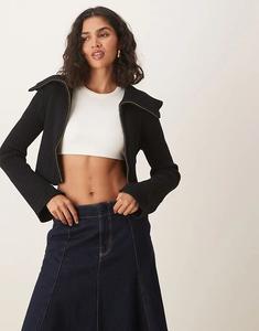 Кардиган House of Sunny с двойным воротником и застежкой-молнией цвета оникс