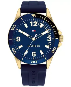 Мужские часы с синим силиконовым ремешком 44 мм Tommy Hilfiger