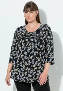 Футболка с принтом, рукава-колокол, топ с длинными рукавами Ulla Popken, Popcorn