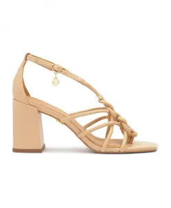 Кожаные шлепанцы на каблуке стойке Kazar, бежевый