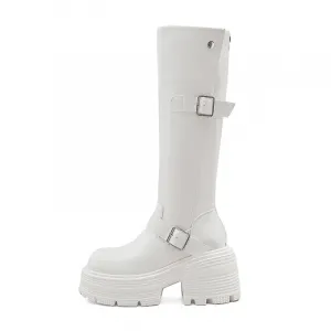 Ботинки Knee high для женщин A poinsettia princess, Ecru Fleece-Lined