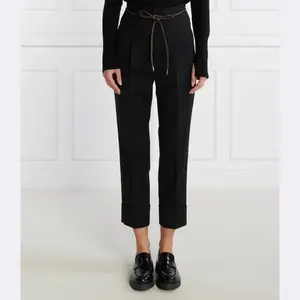 Шерстяные брюки с прямым ремнем Peserico, черный