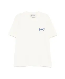 Белая футболка с круглым вырезом и вышитым логотипом. Iceberg, белый