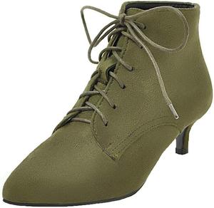 Женские ботильоны Bellirala с каблуком-кошачьей пяткой, шнуровкой, зауженным носком и искусственной замшей, Green