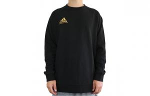 Толстовка унисекс черная с золотым логотипом Adidas, черный