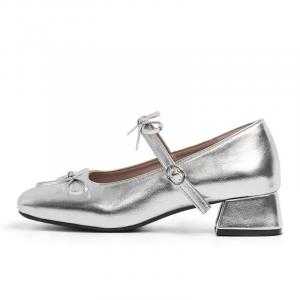 Туфли Мэри Джейн на массивном каблуке для женщин 7 SEVFUN, Silver