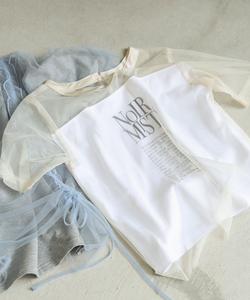 Футболка из тюля с многослойным логотипом