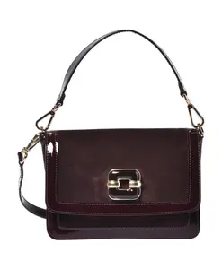 Сумка через плечо из замши и лакированной кожи. Baldinini, коричневый