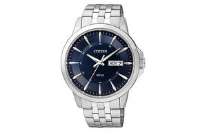 CITIZEN Часы мужские с кварцевым механизмом, стальной браслет, синий циферблат BF2011 51L