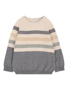 Полосатый хлопковый свитер Mayoral, серый