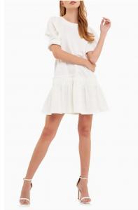 Мини-платье с рукавами-фонариками белого цвета English Factory
