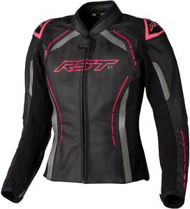 Женская кожаная мотоциклетная куртка RST s1, Black/Pink