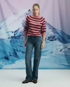 Женский джемпер в полоску с вышивкой Green Coast, бледно-розовый