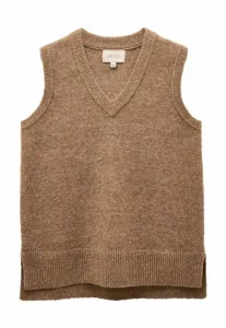 Свитер прямого кроя с v-образным вырезом и узором "холли" (удлиненный). Joules, Tan Brown