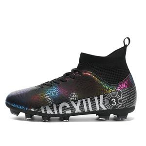 Футбольные бутсы для детей и подростков с высоким верхом, противоскользящие, анти-ударными, водонепроницаемые, легкие, амортизирующие CAMKIDS, черный