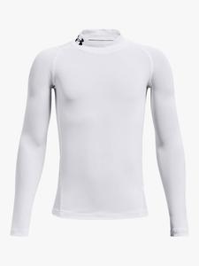Детская базовая футболка с длинными рукавами и высоким воротником Under Armour, White/Black