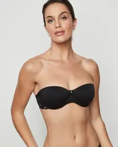 Бюстгальтер без бретелек с поролоном и косточками Selmark, черный