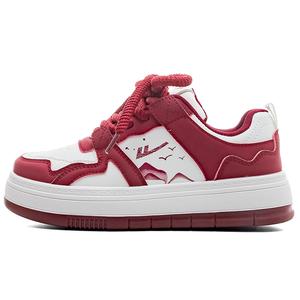 Женские бело-бордовые скейтерские кеды Warrior для увеличения роста