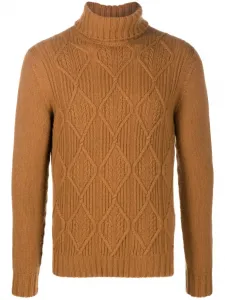 Кашемировый джемпер с высоким воротником Drumohr, коричневый