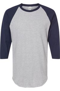 Футболка-реглан из тонкого джерси Tultex Unisex, цвет heather grey/ navy