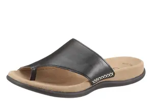 Шлепанцы Gabor, каблук-танкетка, летняя обувь, Dianette с вышивкой контрастного цвета, черный