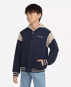 Мальчиковая утепленная куртка-бомбер с капюшоном Abercrombie Kids, синий