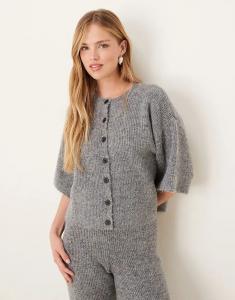 Красивый трикотажный топ с короткими рукавами от Pretty Lavish Ovalie темно-серого цвета