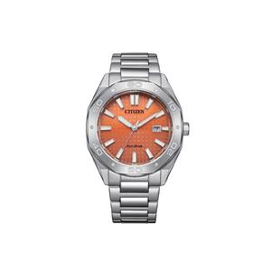 CITIZEN Часы Solar Quartz Movement Stainless Steel Strap Watch 41mm Men's Watch Orange Watch Dial, Orange Watch Dial
