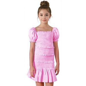 Платье для девочек 6-14 лет с присборенными рукавами-фонариками и ярусами 2Bunnies, Light Pink