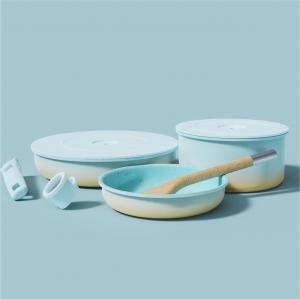 Набор посуды для приготовления By the Table из титана и керамики со съемными ручками, 8 предметов, голубой