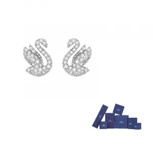 Серьги-гвоздики с искусственными кристаллами, родированное покрытие Swan Swarovski