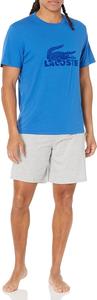 Lacoste мужской пижамный комплект: футболка и шорты с брендингом, Azure Blue/Imperial Blue/Dove Grey