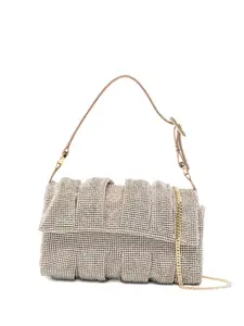 Плиссированная сумка на плечо с украшением из кристаллов Benedetta Bruzziches, нейтральный