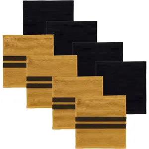 DDDDD Кухонное полотенце «Combination Set Basic & Baxter, 30x30 см, 100% хлопок», (набор из 8 предметов, состоящий из 4 кухонных полотенец Basic и 4 кухонных полотенец Baxter), оптимальная впитываемость, с практичной петлей для подвешивания, желтый